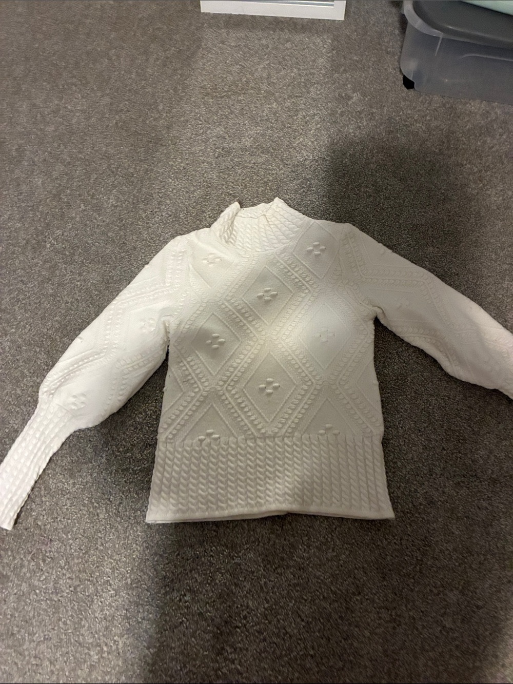 Catherine Malandrino Cream Diamond Knit Mock-Neck Sweater